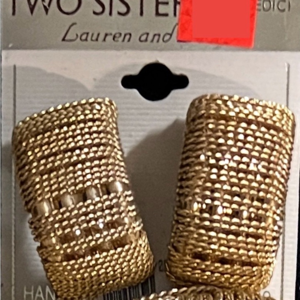 Two Sisters Lauren and Leah Gold Clip On Earrings